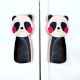 Handcrafted Acacia Wood Panda Fabric Handle Pair